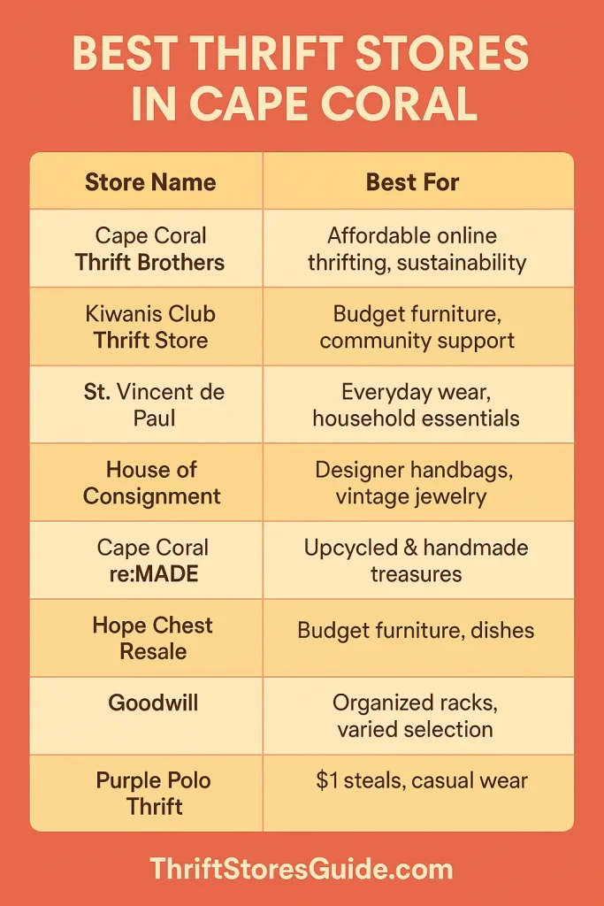 Best Thrift Stores In Cape Coral Infographics