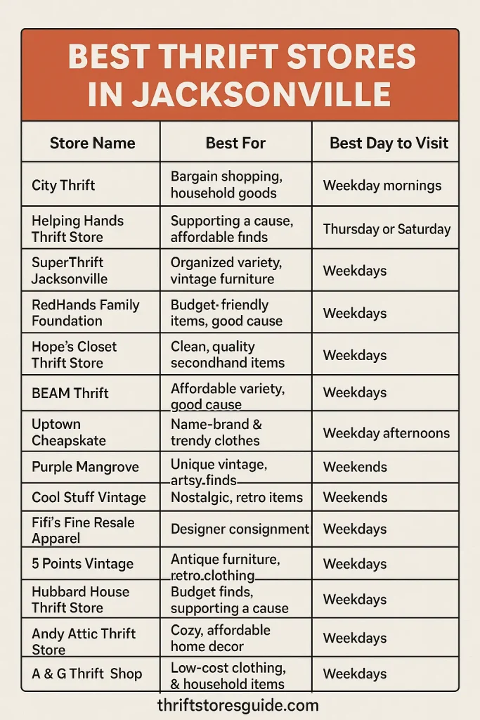Best Thrift Stores In Jacksonville Florida, Infographics