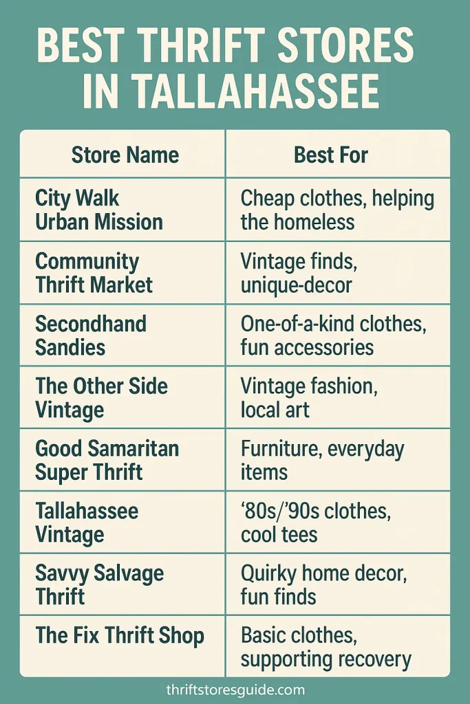 Best Thrift Stores in Tallahessee Infographics
